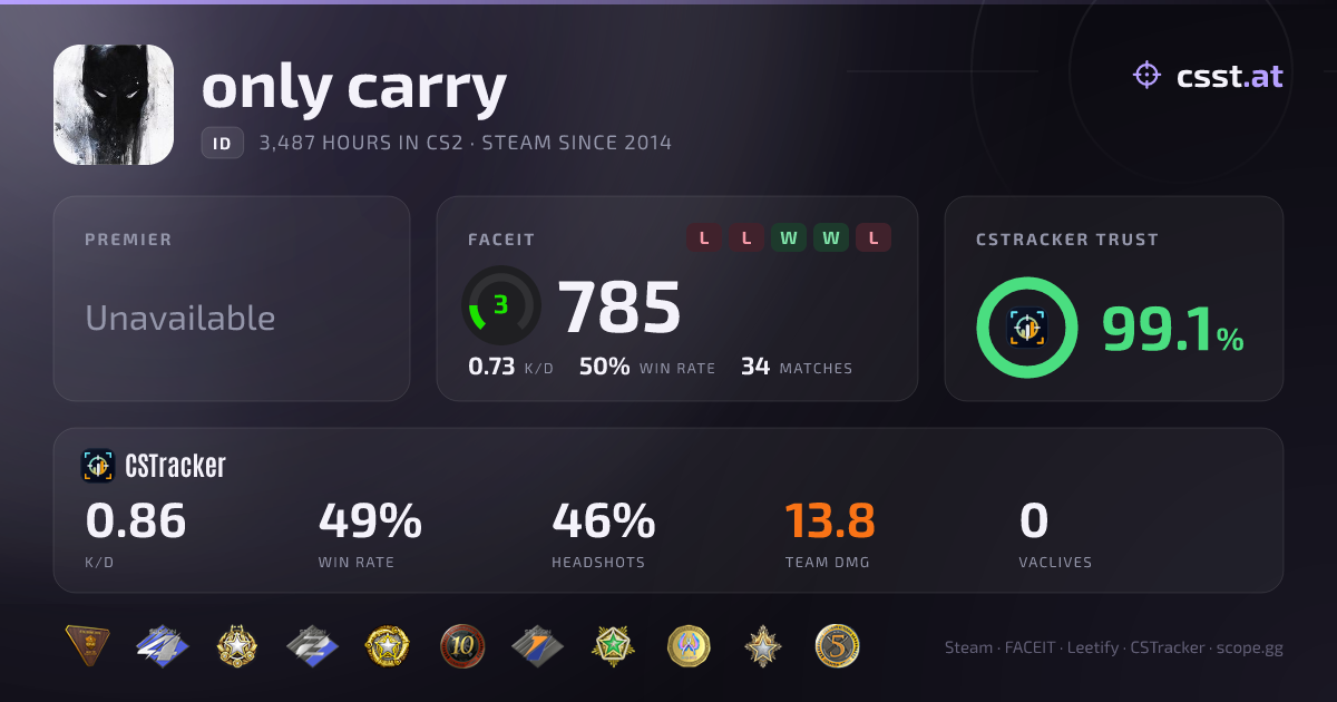 only carry — CS2 Stats & FACEIT Elo | csst.at