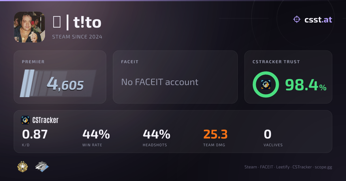 ϟ | t!to — CS2 Stats & FACEIT Elo | csst.at